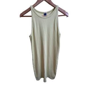 Old Navy Chartreuse Color Fitted Rib-Knit Tank Mini Dress‎ Size Large